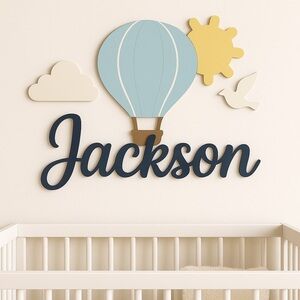 Blue and Yellow Hot Air Balloon Wall Decor